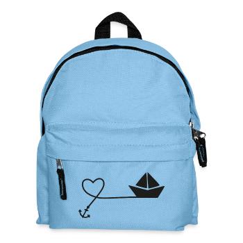 Papierboot Skizze – Segelboot mit Anker und Schnur - Kinder Rucksack - Hellblau - Vorne