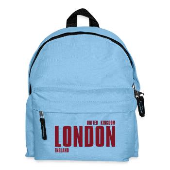 Londoner Typografie in Dunkelrot - Kinder Rucksack - Hellblau - Vorne