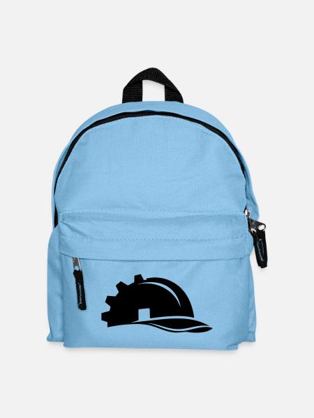 Bauarbeiter Helm Zahnrad und Haus - Kinder Rucksack - Hellblau