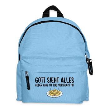 Maultaschen Gott sieht alles Schwäbisch - Kinder Rucksack - Hellblau - Vorne
