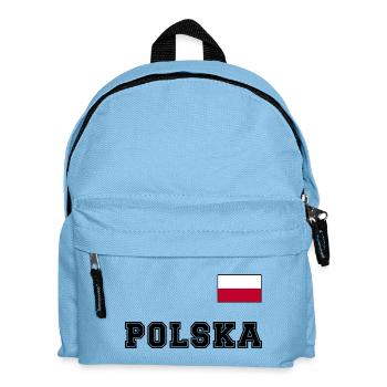 Polen Trikot Look – POLSKA mit Fahne bzw. Flagge - Kinder Rucksack - Hellblau - Vorne