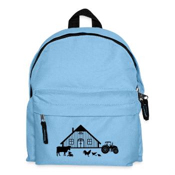 Hoftraktor Kuh Kalb Hühner Hahn Küken - Kinder Rucksack - Hellblau - Vorne
