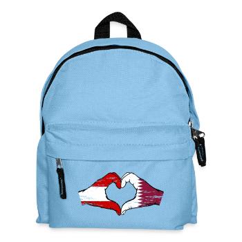 Österreich Katar Flagge Hände Herzform used - Kinder Rucksack - Hellblau - Vorne