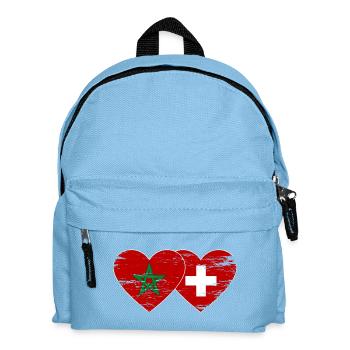 Morocco Switzerland Flag Heart used - Kids' Backpack - light blue - Front