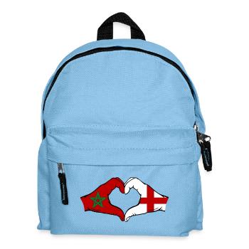 Maroc Angleterre Drapeau Mains Coeur Forme - Sac à dos Enfant - bleu clair - Devant