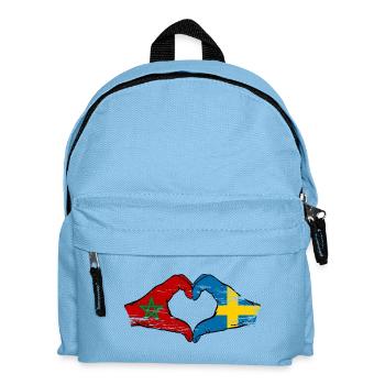 Morocco Sweden Flag Hand Shape Heart Shape Used - Kids' Backpack - light blue - Front