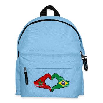 Marokko Brasilien Flagge Haende Herzform used - Kinder Rucksack - Hellblau - Vorne