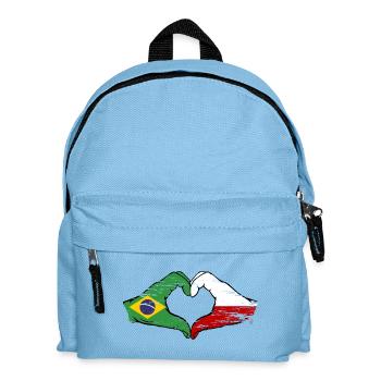 Brazil Poland Flag Hand Shape Heart Shape Used - Kids' Backpack - light blue - Front