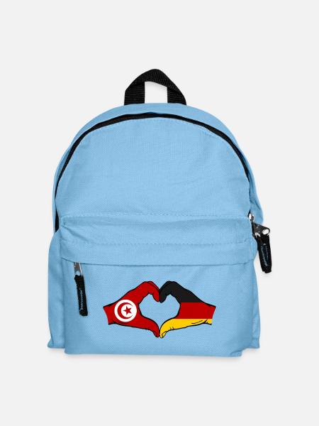 Tunesien Deutschland Flagge Hände Herzform - Kinder Rucksack - Hellblau
