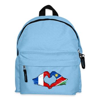 France Namibia Flag Heart used - Kids' Backpack - light blue - Front