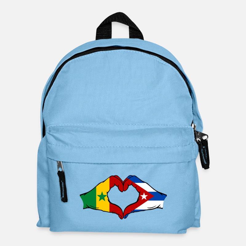 Senegal Cuba Flag Hands Heart Shape - Kids' Backpack - light blue