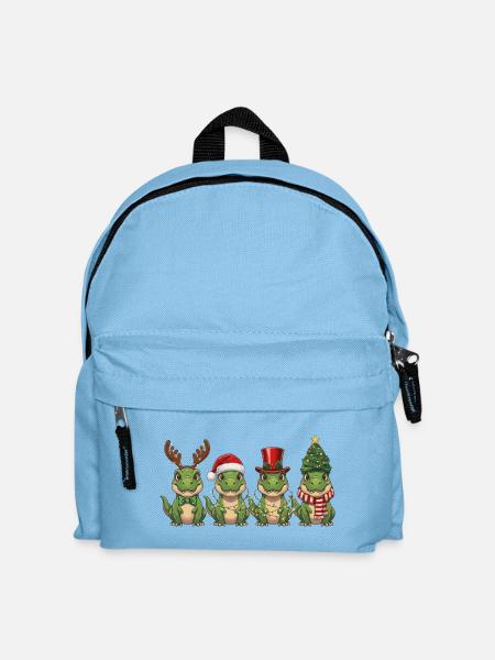 T-Rex Weihnachtsmann Weihnachtsbeleuchtung - Kinder Rucksack - Hellblau