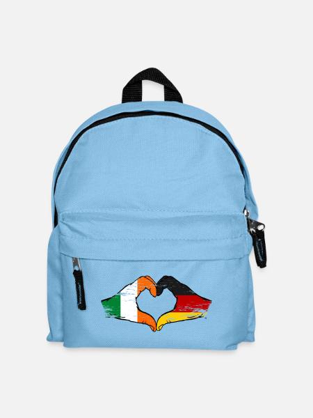 Irland Deutschland Flagge Hände Herzform - Kinder Rucksack - Hellblau