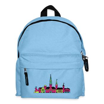 Kopenhagener Stadtsilhouette Meerjungfrauenkunst - Kinder Rucksack - Hellblau - Vorne