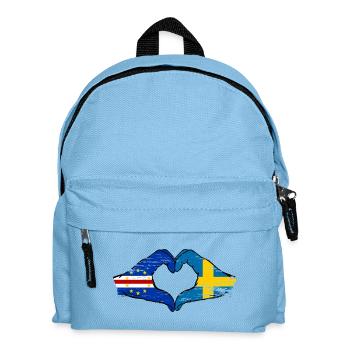 Cape Verde Sweden flag hands heart shape used - Kids' Backpack - light blue - Front