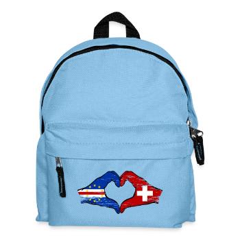 Kap Verde Schweiz Flagge Hände Herzform used - Kinder Rucksack - Hellblau - Vorne