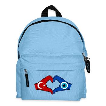 Turkey Nazar Flag Hands Heart Shape - Kids' Backpack - light blue - Front