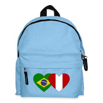 Brazil Peru Flag Hands Heart Shape Used - Kids' Backpack - light blue - Front