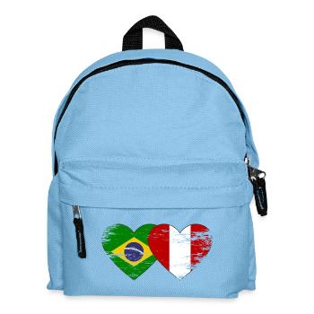 Brazil Peru Flag Hands Heart Shape Used - Kids' Backpack - light blue - Front
