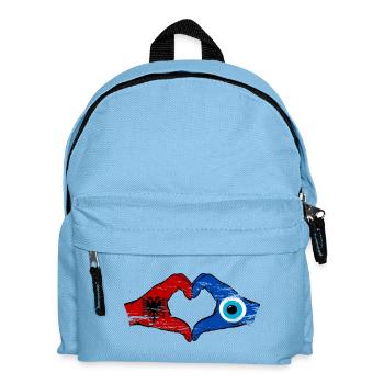 Albania Nazar Flag Hands Heart Shape Used - Kids' Backpack - light blue - Front