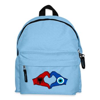 Albania Nazar Flag Hands Heart Shape - Kids' Backpack - light blue - Front
