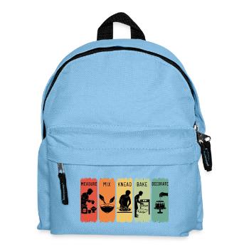 Retro Baker Schritte Messen Mischen Kneten Backen Geschenk - Kinder Rucksack - Hellblau - Vorne