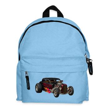 Flammenhotrod mit Chrommotor - Kinder Rucksack - Hellblau - Vorne