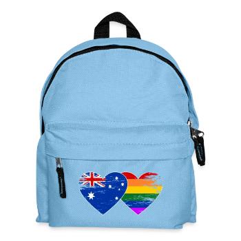 Australien Regenbogen Flagge Herz used - Kinder Rucksack - Hellblau - Vorne