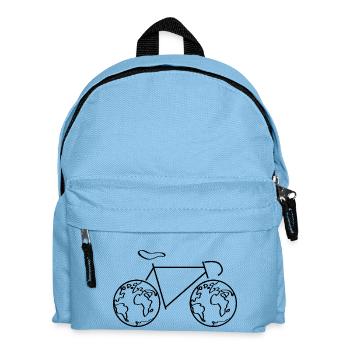 One the road - with the bike around the world. - Kids' Backpack - light blue - Front