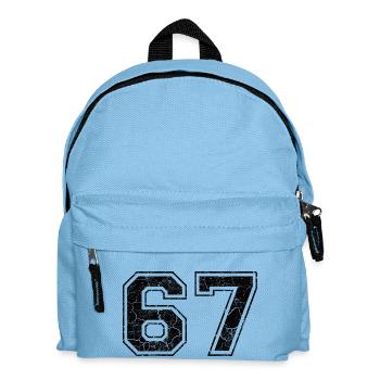 Zahl 67 im Vintage-Shabby-Chic - Kinder Rucksack - Hellblau - Vorne