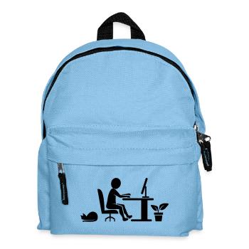 Home Office mit Katze und Zimmerpflanze - Kinder Rucksack - Hellblau - Vorne