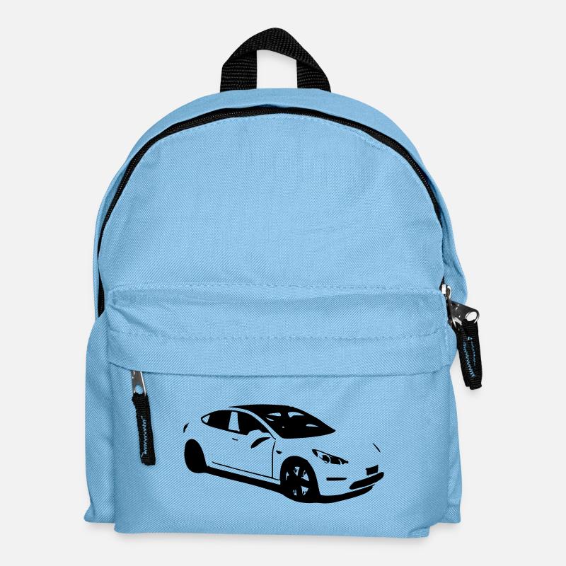 Elektroauto Tesla Model 3 electric car - Kinder Rucksack - Hellblau