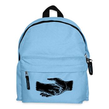 Hund und Herrchen - Hand und Pfote Silhouette - Kinder Rucksack - Hellblau - Vorne
