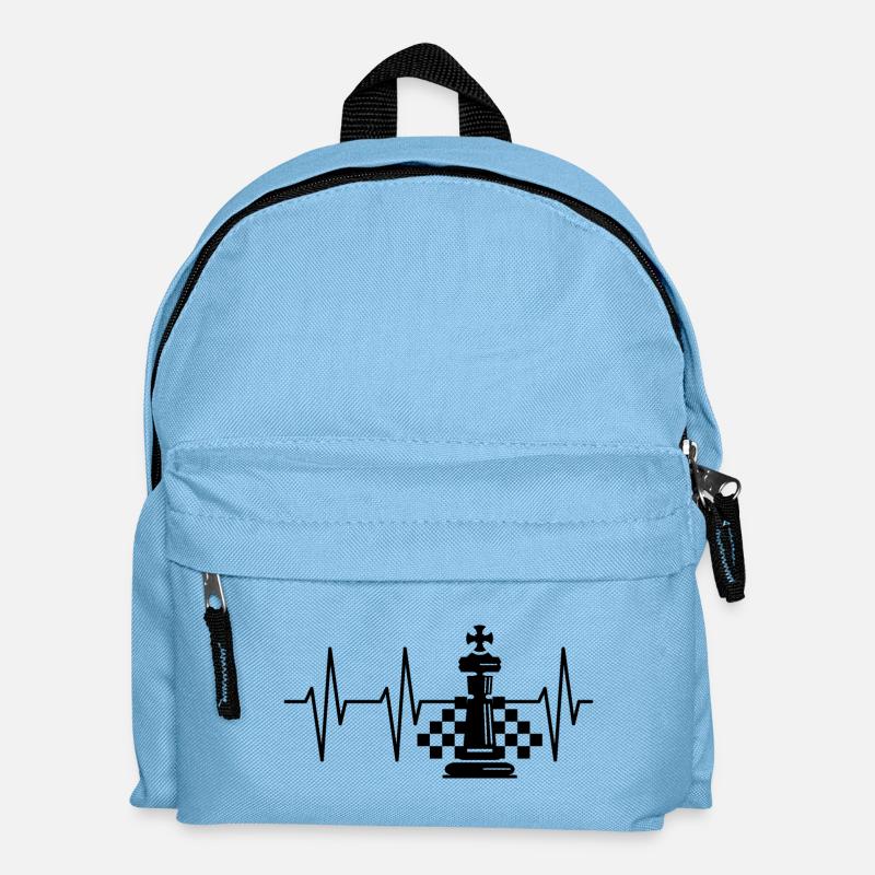 Sachbrettmuster puls Schach Herzschlag König icon - Kinder Rucksack - Hellblau