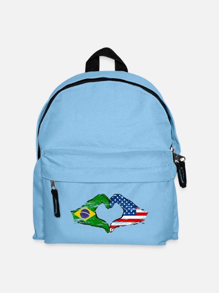 Brasilien USA Herzform mit Hände used - Kinder Rucksack - Hellblau