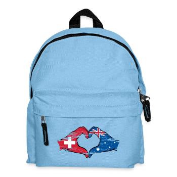 Switzerland Australia Flag Heart Shape Used - Kids' Backpack - light blue - Front