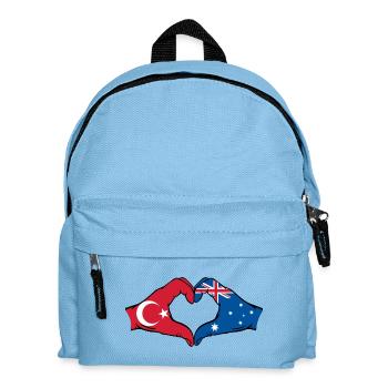 Turkey Australia Flag Heart Shape - Kids' Backpack - light blue - Front