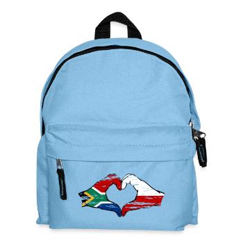 Afrique du Sud Pologne Drapeau Mains Coeur Forme Utilisé - Sac à dos Enfant - bleu clair - Devant