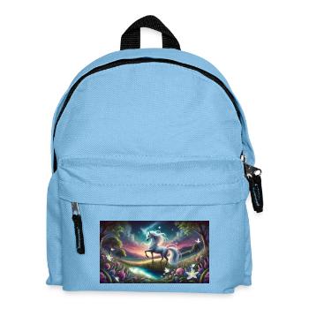 Ein mystisches Einhorn mit Aurora Boreralis - Kinder Rucksack - Hellblau - Vorne