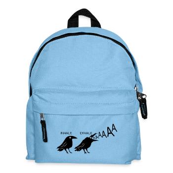 Lustiger Schwarzer Rabe Inhale Exhale Gothic Punk - Kinder Rucksack - Hellblau - Vorne