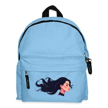 Tête de femme graphique avec de longs cheveux noirs - Sac à dos Enfant - bleu clair - Devant