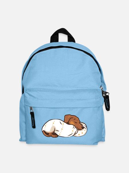 Schlafender Hund Dachshund Hunde Geschenk - Kinder Rucksack - Hellblau