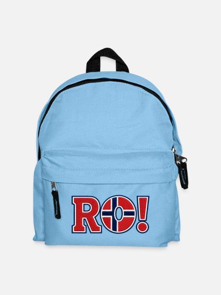 RO! Norwegisches "besticktes" Unterstützerdesign - Kinder Rucksack - Hellblau