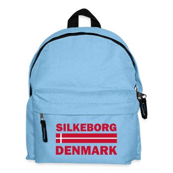 Text der Silkeborg-Dänemark-Flagge - Kinder Rucksack - Hellblau - Vorne