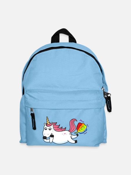 Furzendes Einhorn Regenbogen - Kinder Rucksack - Hellblau