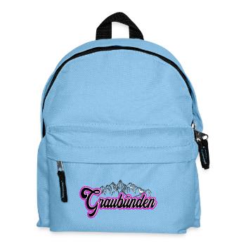 Graubünden Berglandschaft Schrift - Kinder Rucksack - Hellblau - Vorne