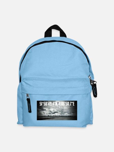 Küstenkoordinaten Mit Industrielandschaft - Kinder Rucksack - Hellblau