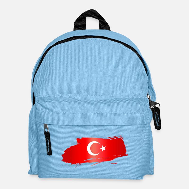 Turkish Flag Brush Stroke - Kids' Backpack - light blue