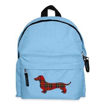 Tartan-Wursthund | Pyrenäenlinien-Labor - Kinder Rucksack - Hellblau - Vorne