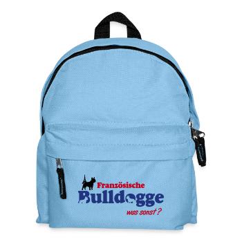 Französische Bulldogge Logo - Kinder Rucksack - Hellblau - Vorne